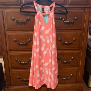 Jadelynn Brooke peach and teal pineapple dress